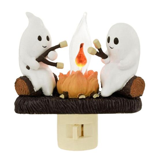 

Halloween Night Light Spooky Ghost Campfire Pumpkin Boo Witch Black Cat Nightlight for Halloween Bedroom Living Room Decor A