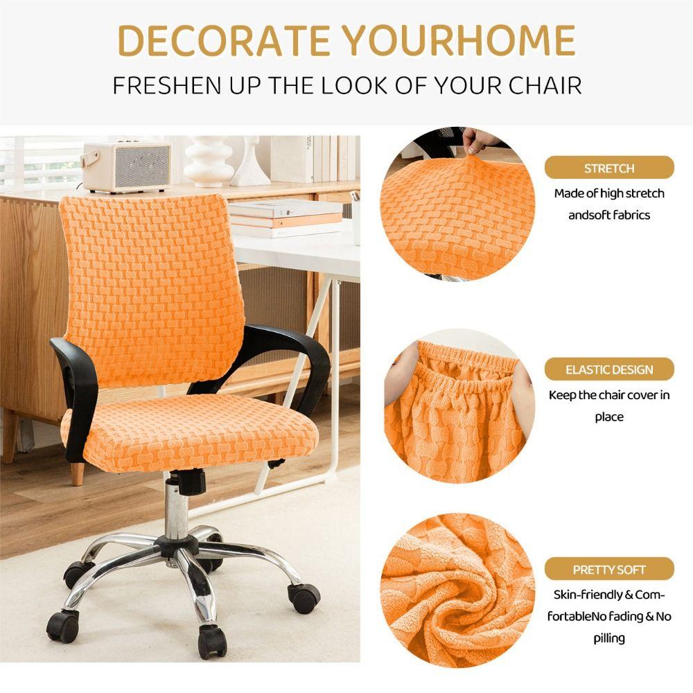 2Pcs/Set Breathable Office Chair Cover Stretchable Anti-dirty Chair Seat Slipcovers Seat Cushion Cover Backrest Cover