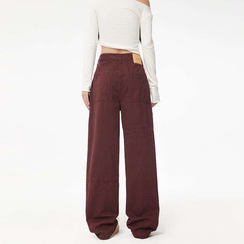 Retro Wash Jeans Men's Encore Red Wide-leg Pants