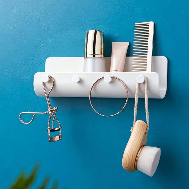 Contemporary Shelf With Multiple Hooks For Wall Decoration Entryway Organizer For Purses Bags Accessories
