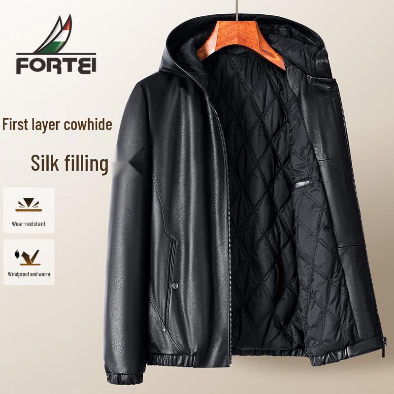 

Futing Мужская куртка с капюшоном, из натуральной кожи с подкладкой L