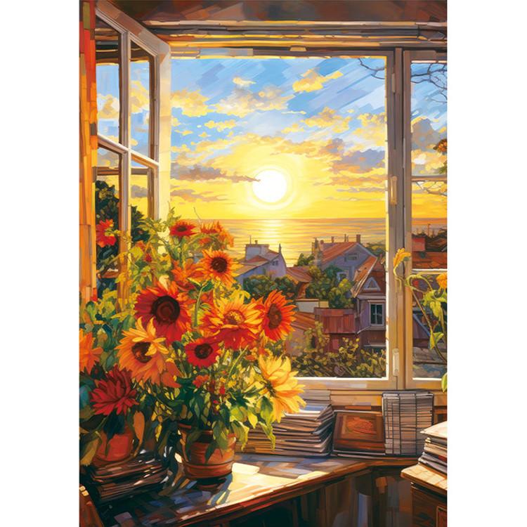 Пазл Винсента Ван Гога «Окно цвета заката» Знаменитый пейзаж 1000 деталей — фото 2