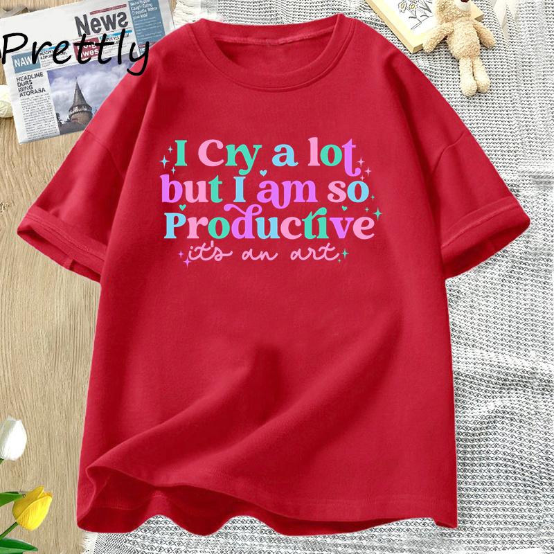 I Cry A Lot But I Am So Productive TS T-Shirt TTPD Letter Printed Tshirt Mental Health Mothers Day Gift Clothes Flower Mom Tee