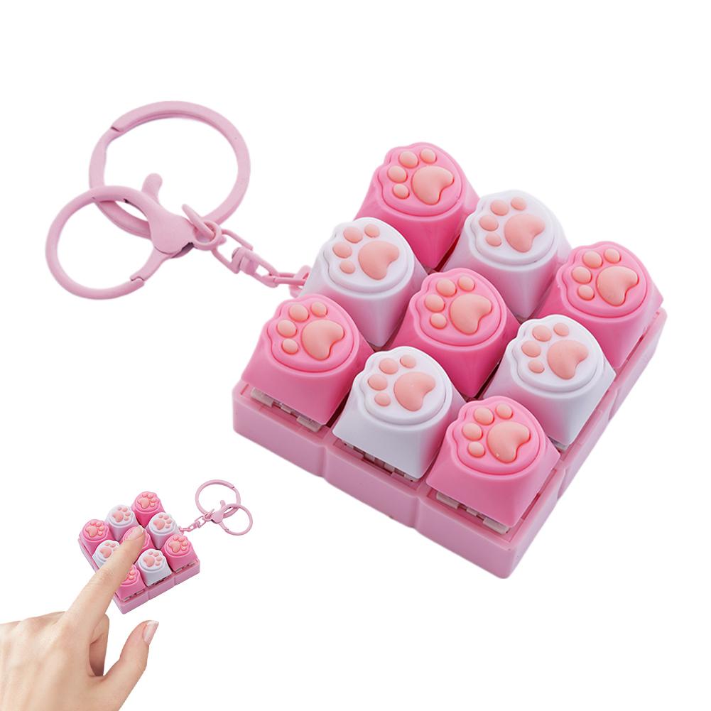 

Kids Childrens 9-Key Cat Claw Keyboard Keychain Fidget Toy Mechanical Press Buttons Sensory Decompression Toy For Adult Stress Relief