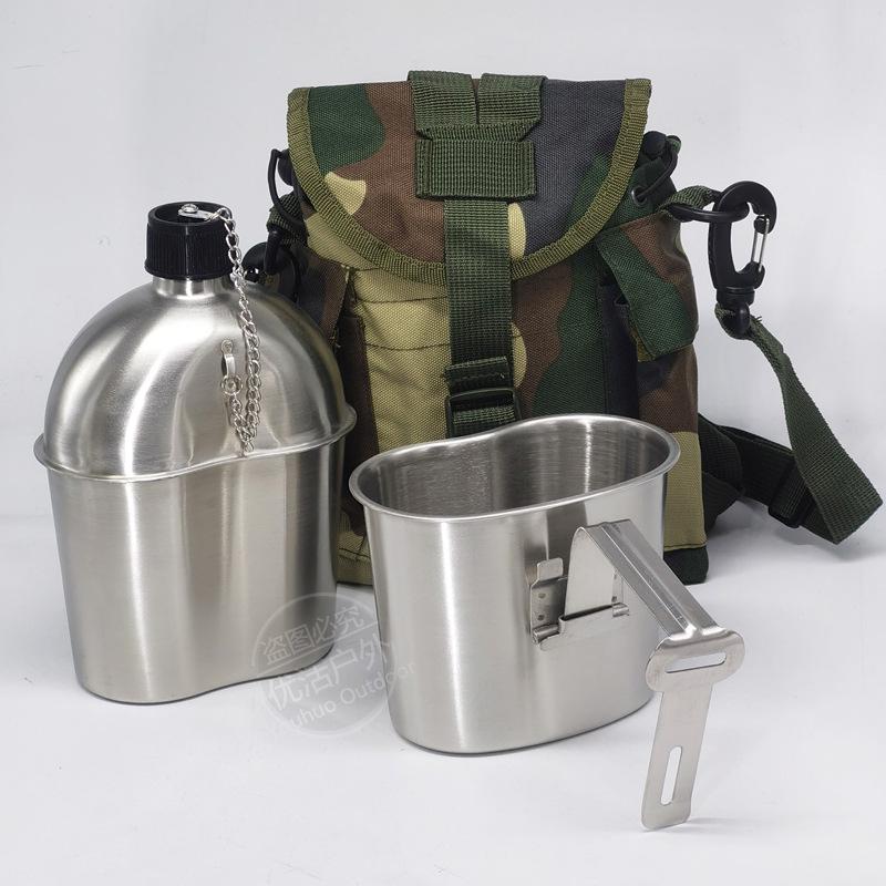Set Pranzo Tattico Soldato Seconda Guerra Mondiale, Bollitore in Acciaio Inossidabile per Campeggio e Picnic