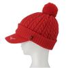 Breath Thermo Golf Knit Cap with Brim, Moisture-Wicking and Heat-Generating, E2MWA706, Hibiscus Red, Women's Size (Head Circumference: 55cm-59cm)