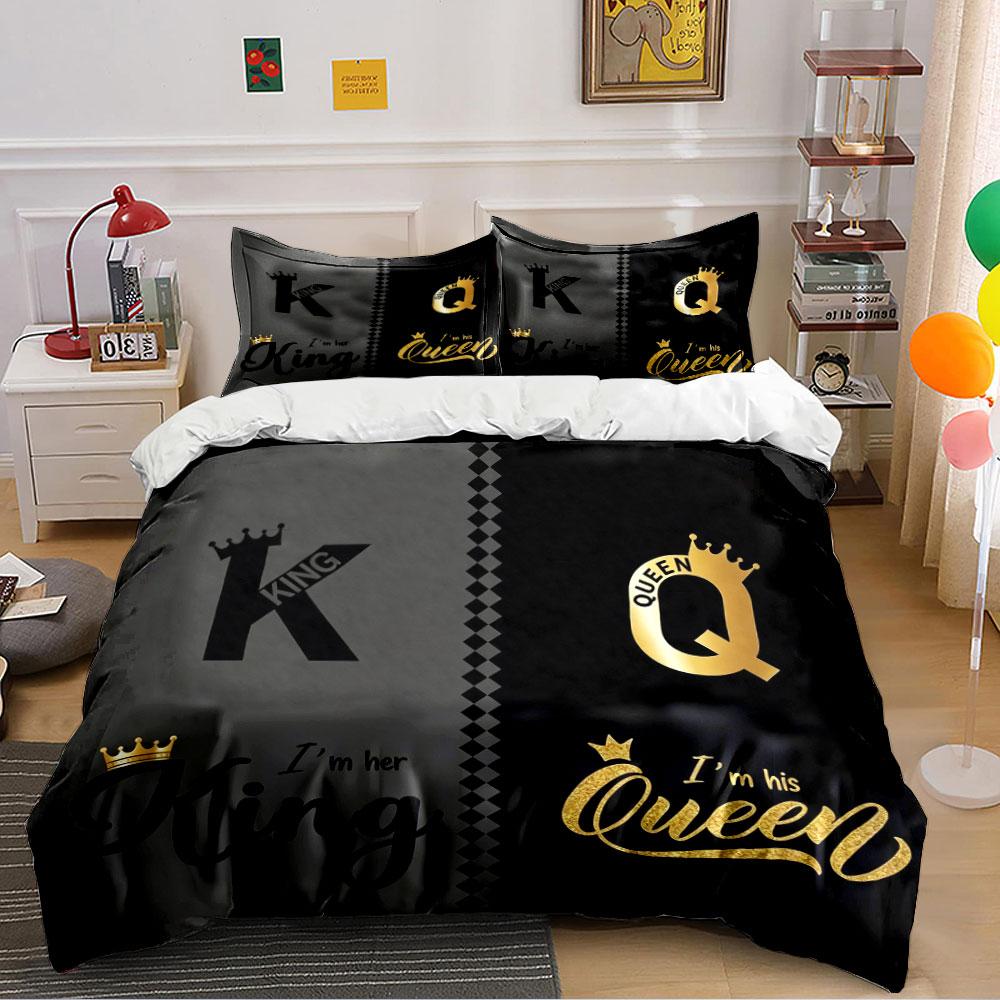 King and Queen Black Bedding Set Bedding Duvet Cover Set Duvet Cover Pillowcases (1 * Duvet Cover 2 * Pillowcases, without duvet insert)