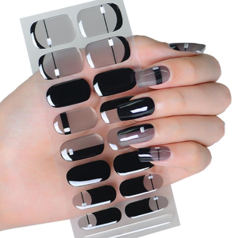 Blatt Halbgehärtete Gele Nagellack Streifen Klebende Gele Nagelkunst Aufkleber Langlebige Gele Nagelfolien Aufkleber Nagelaufkleber