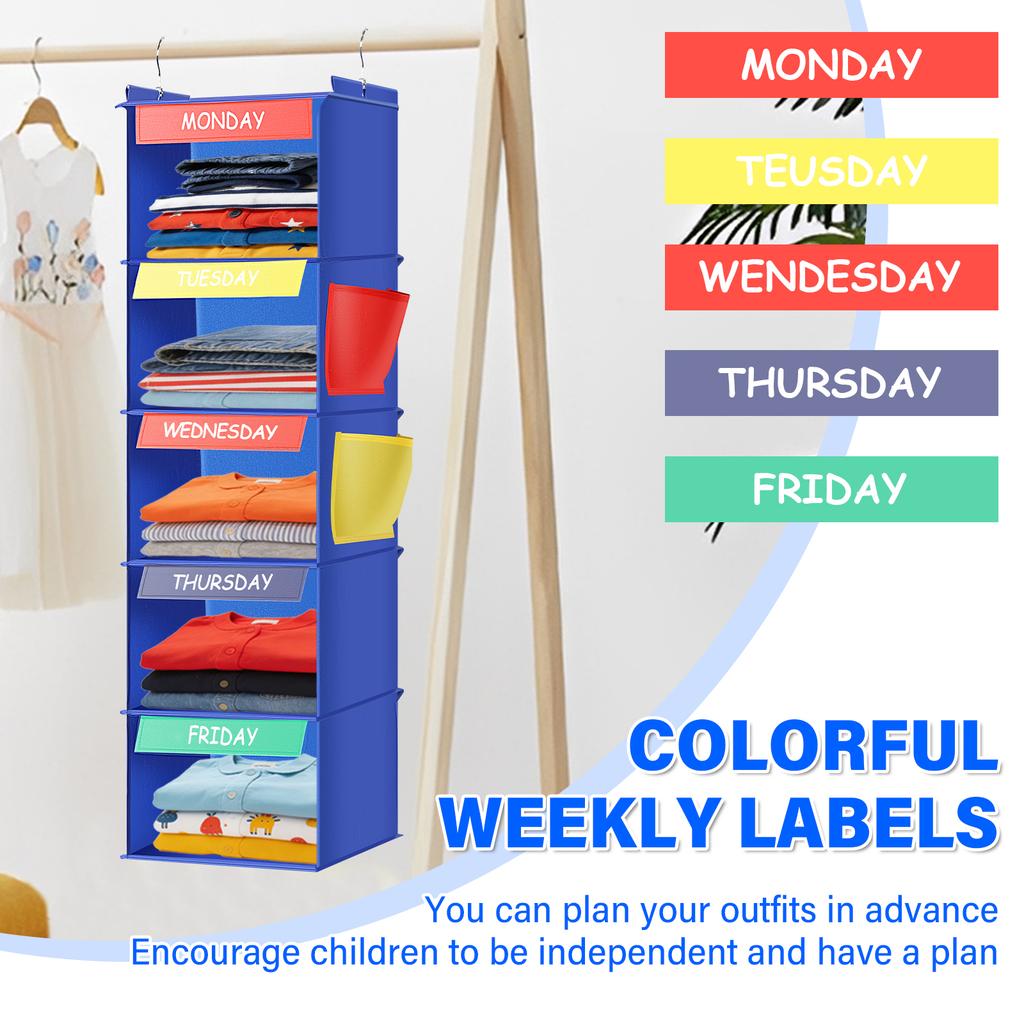 5/6 Layer Weekly Clothes Hanging Organizer Bag Foldable Closet Multi-function Shoe Cap Clothes Kids Toys Storage Shelves