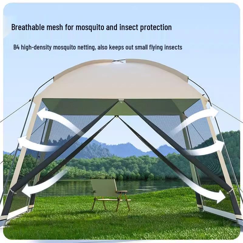 Portable Outdoor Mesh Gazebo: Large Sunshade Tent with Mosquito Net for Beach or Camping