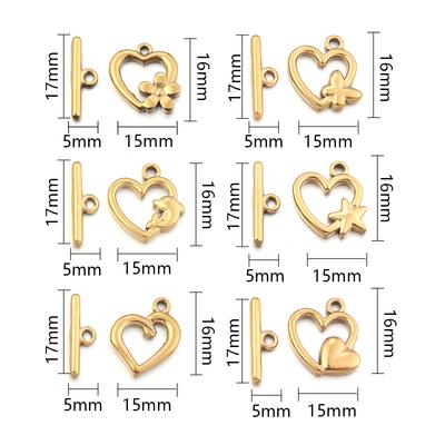 2 Sets Edelstahl OT-Verschlüsse Gold Herz Toggle-Schnalle Für Armband Halskette Befestigungselemente Verbinder DIY Schmuckherstellung Zubehör