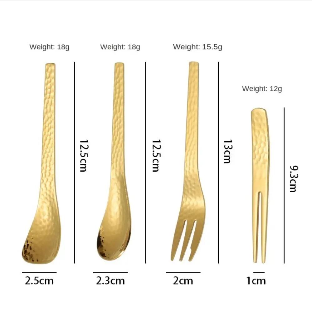 Creative 304 Stainless Steel Teaspoon Tableware Japanese Style Stirring Spoon Hammer Pattern Design Fruit Fork