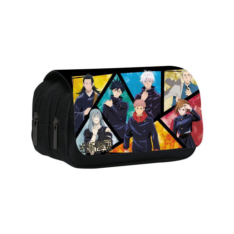 Jujutsu Kaisen Pattern Double Layer Flip Cover Stationery Storage Pencil Bag For Middle School Students