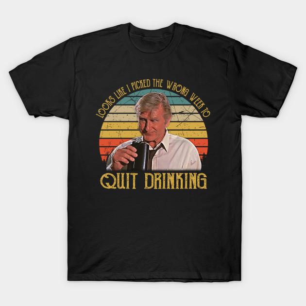 Men Black Print T-shirt Looks Like I Picked The Wrong Week To Quit Drinking No-Cut Transfer Paper Print Cotton Tshirt 3XL чёрный