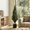 Set of 2 Decorative Artificial Plants Cypress in Weighted Pot, Fake Plant with 1092 Leaves, 120 cm