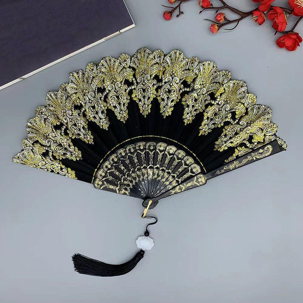 Elegant Vintage Hand Fan Lace Multicolor White Fur Folding Fan Photography Prop Chinese style Hanfu Accessories
