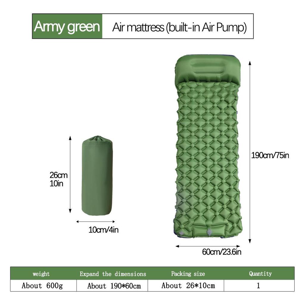 Ultralight Portable TPU Inflatable Camping Pad - Moisture-Proof, Single/Double, Foot-Press Design