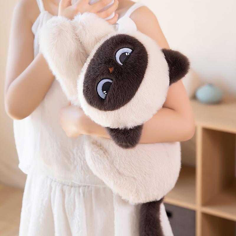 Big Size Cartoon Ragdoll Cat Plush Toys Soft Stuffed Lying Prone Siamese Cat Doll Cuddly Animal Throw Pillow Kawaii Room Decor