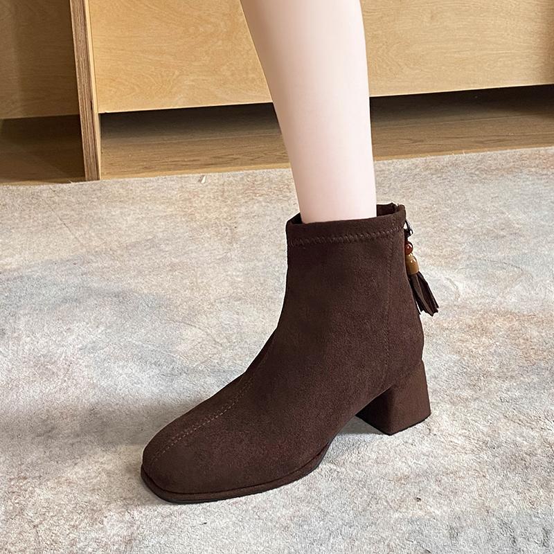 Fashion Brand New Women's Casual Solid Color Suede Short Boots Brand Designer Autumn Women's High Quality Soft Bottom Chelsea Boots