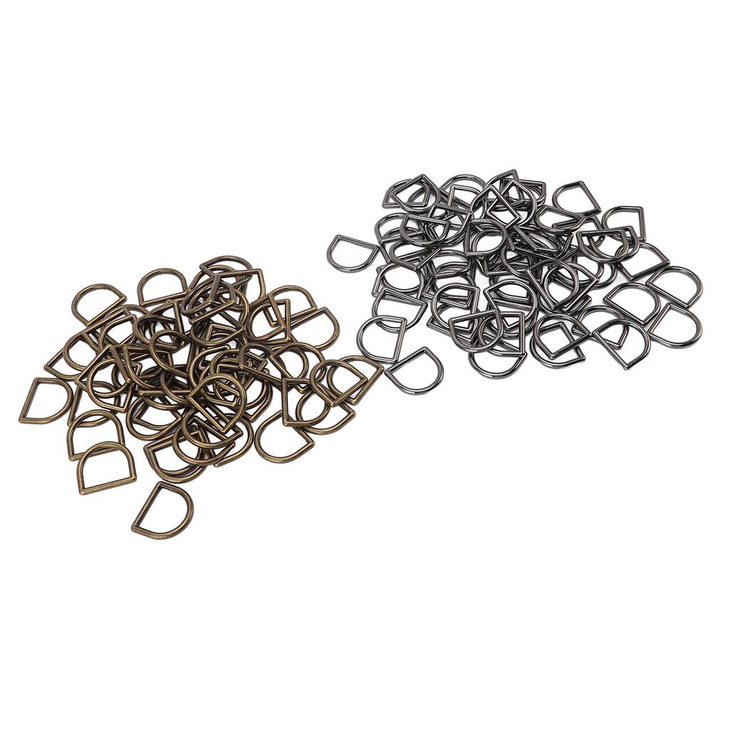 120Pcs Metal D Rings Bronze and Silver Black Zinc Alloy Rustproof Widely Used D Rings for Clothes