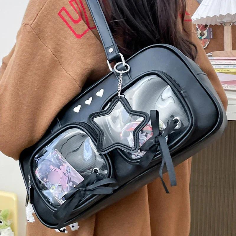 1Pc New Niche Design Women's Bow Harajuku Cute Ita Bag Jk Uniform Ulzzang Shoulder Bag for Girls Y2K Cartoon Handle Bag