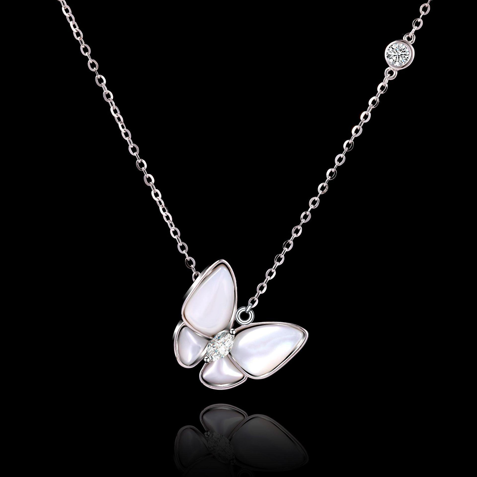 

Ожерелье с бабочкой из перламутра S925 Silver - Модная женская подвеска на ключицу S925 Silver