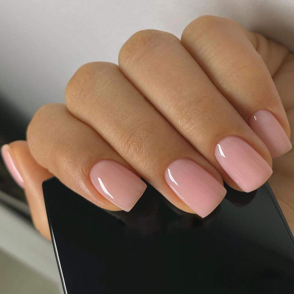 Ready-made press-on nails, simple solid color manicure, short false nails, 24-piece set