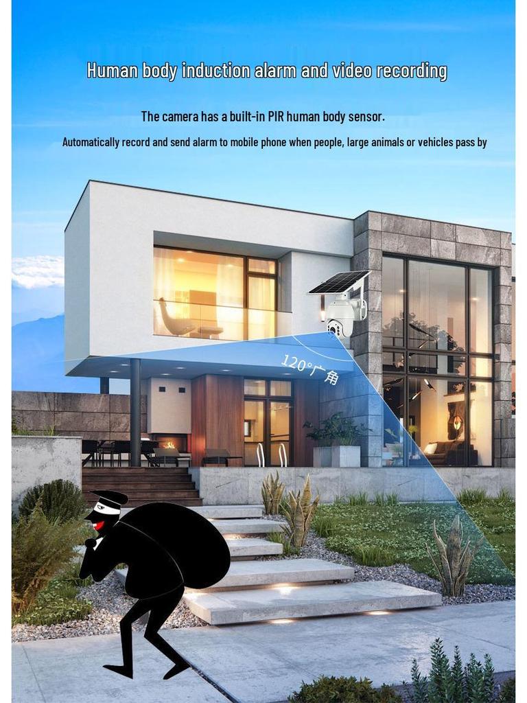 360° PTZ Outdoor Solar Surveillance Camera with Night Vision and Mobile Remote Access