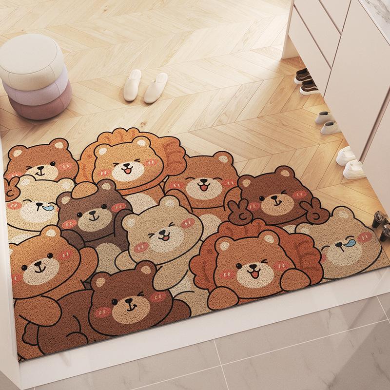 Adorable Cartoon Loop Pile Door Mat: Durable, Cuttable, and Dirt-Resistant Entryway Rug