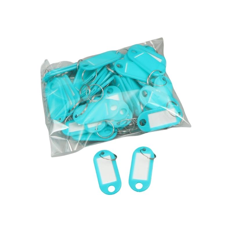 50 ks štítků na klíčenku, přívěsků na klíče s kroužky, štítků na klíče, štítků na zavazadla pro cestování, kancelář a identifikaci studentských předmětů