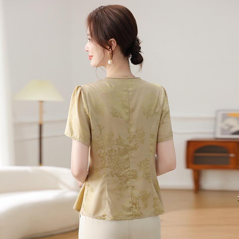 2026 Elegant New Style Chinese Jacquard Embroidered Short-Sleeve Summer Top