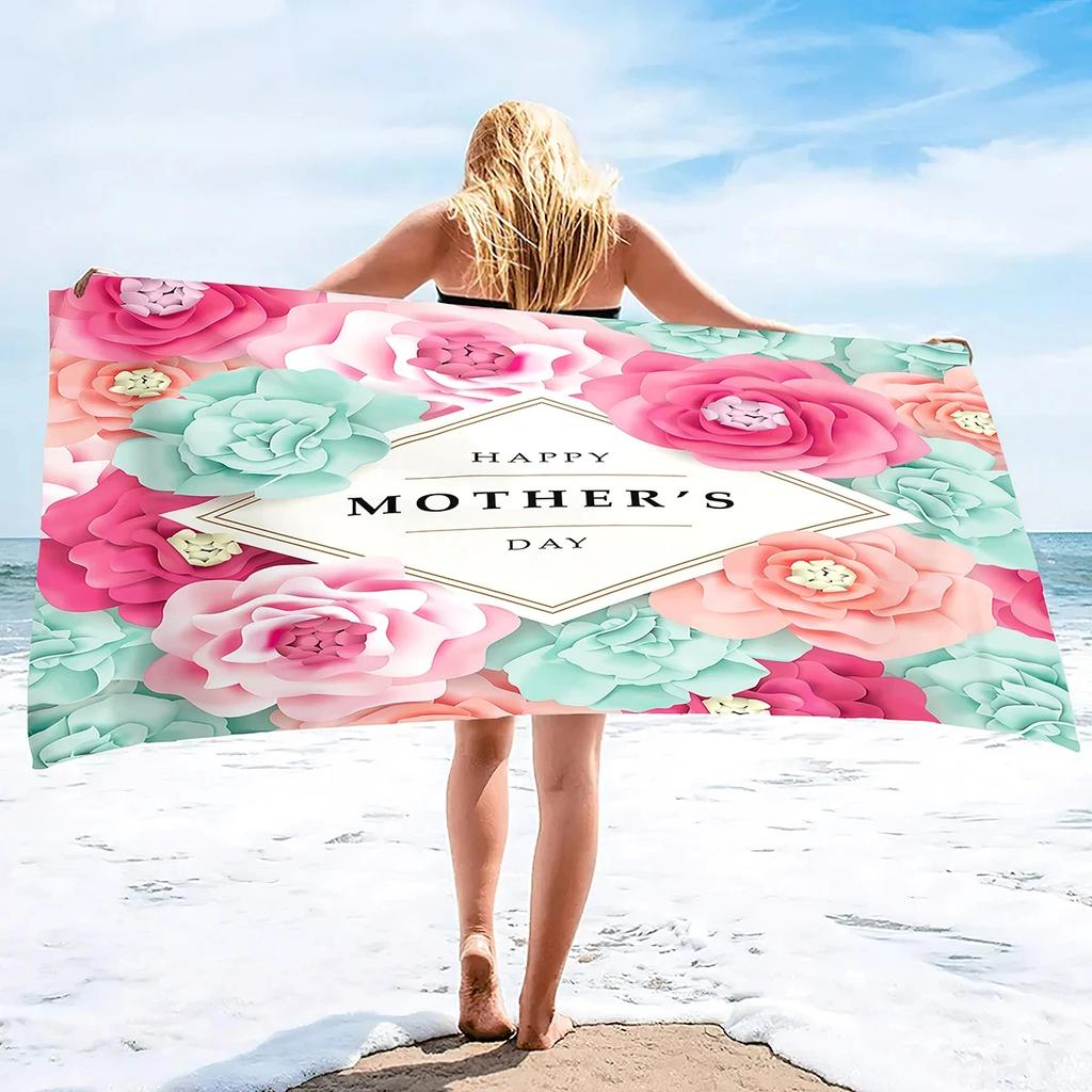 Happy Mother's Day Beach Towel Quick Dry Sand Free Bath Towel For Women Gift Microfiber Swimming Cover Lightweight Face Towels