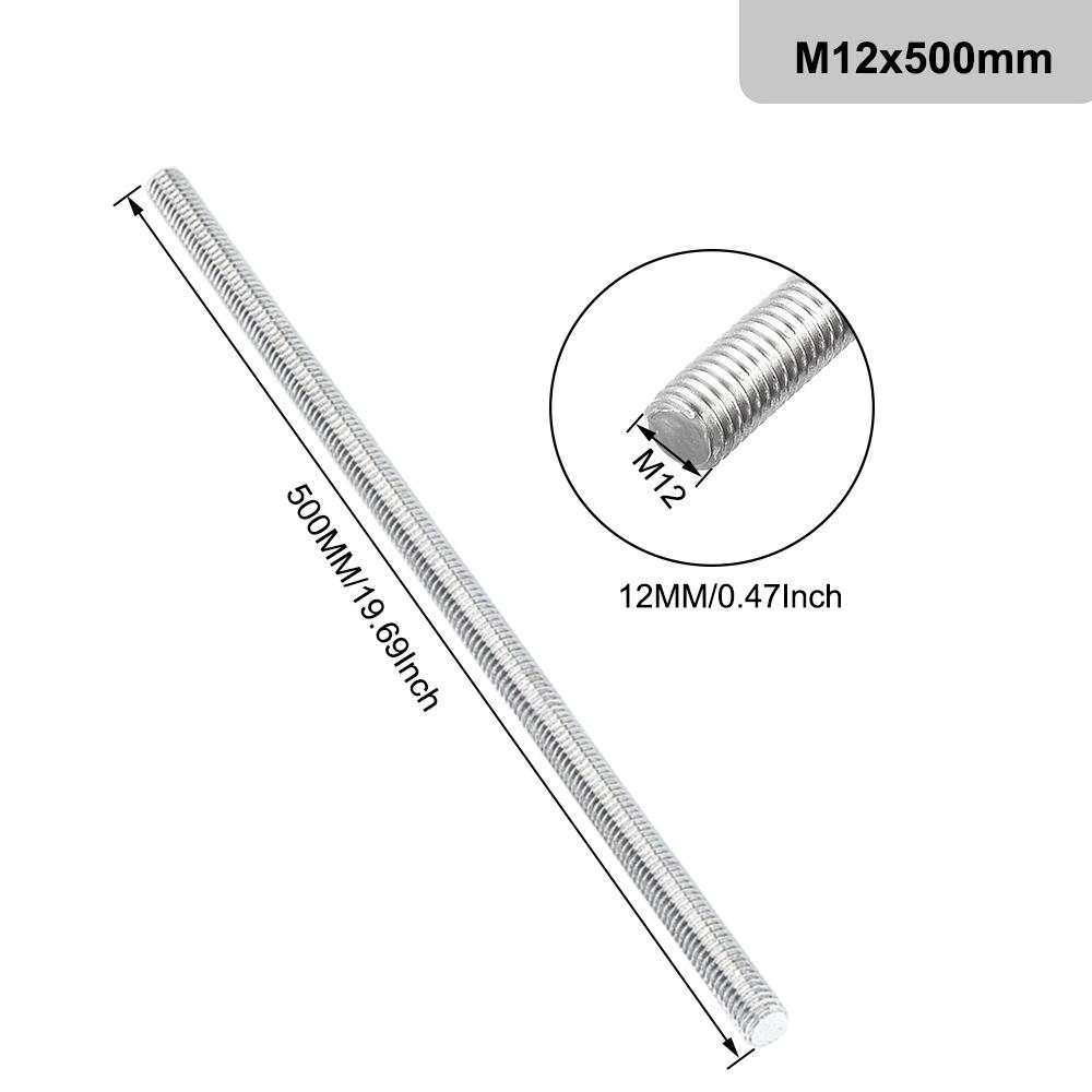 1PCS Threaded Rod 304 Stainless Steel Screw M2 M2.5 M3 M4 M5 M6 M8 M10 M12 M16 M18 M20