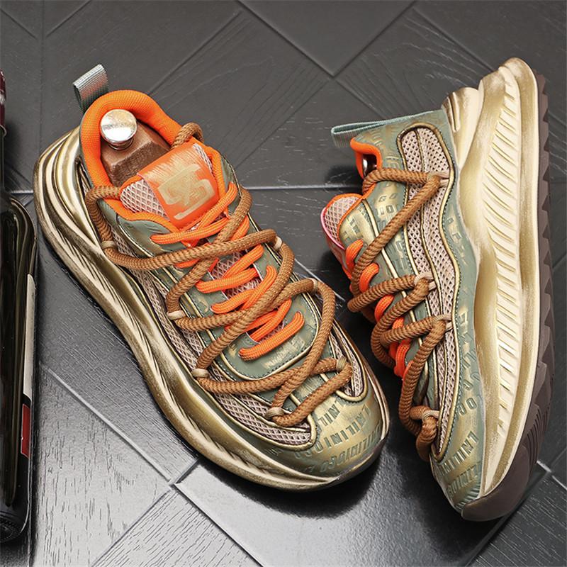 

Новые мужские спортивные туфли Новые сетчатые дышащие кроссовки Удобные легкие кроссовки для ходьбы Нескользящая толстая подошва Повседневная обувь 38 армия зеленый