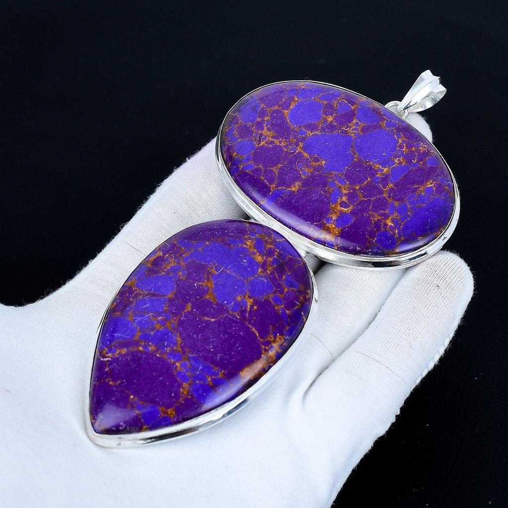 Purple Copper Turquoise Pendant, 925 Sterling Silver Handmade Jewelry, Turquoise Silver Pendant, Party Wear Jewelry For Women's, Pendant Gift For Mom