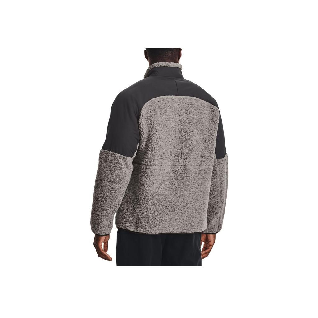 Under Armour Color Block Logo Patch Half Zip Retro Sports Stand Collar Jacket Men Jacket Gray 1373656-294