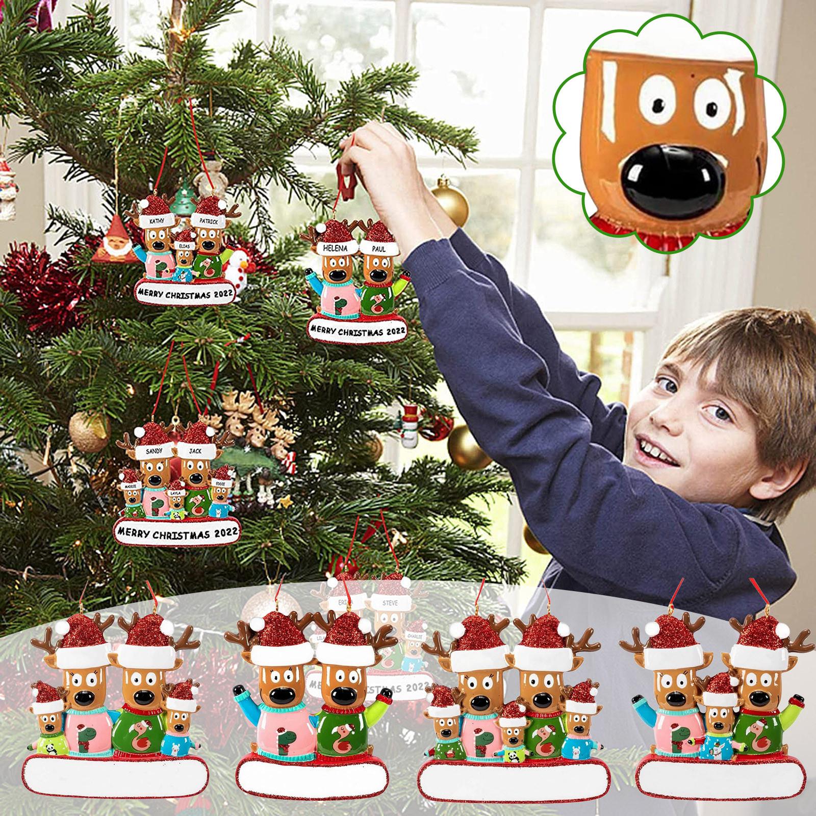 

Персонализированное украшение рождественской елки в виде семьи оленей 2,3,4,5, новогоднее рождественское украшение из смолы своими руками, праздничное украшение с милым лосем разноцветный