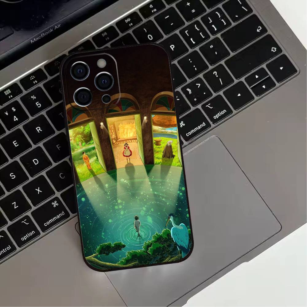 The Boy and the Heron  Phone Case For iPhone 17,16,15,14,13,12,11 Plus,Pro Max,XS,Soft Silicone Black Cover