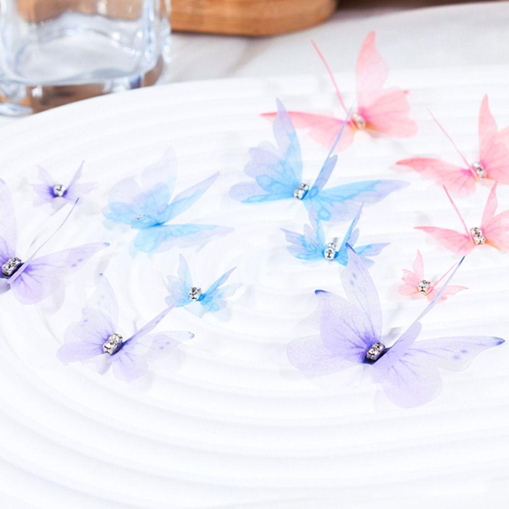 50Pcs Double Layer Butterfly Appliques Translucent Clothes Sewing Patch  Garment Design Materials