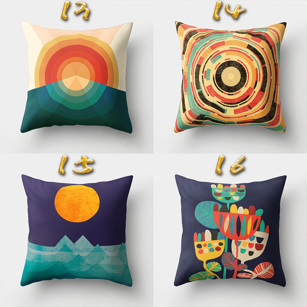 Car Waist Pillow Sofa Pillow Case Cartoon Sunrise Pattern Car Cushion Yiwu Pillow