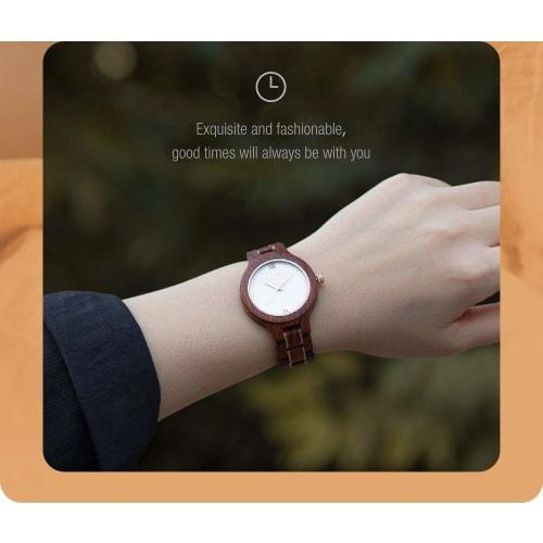 BOBO BIRD 2021 New Women's Handmade Wooden Watch, Exquisite Lightweight Watch (Red Sandalwood)