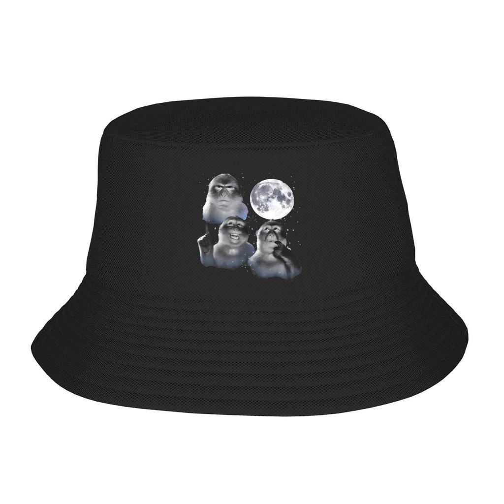 Unisex Kawaii Thinking Monkey Meme Bucket Hat Accessories Bob Hats For Picnic Headwear UV Protection