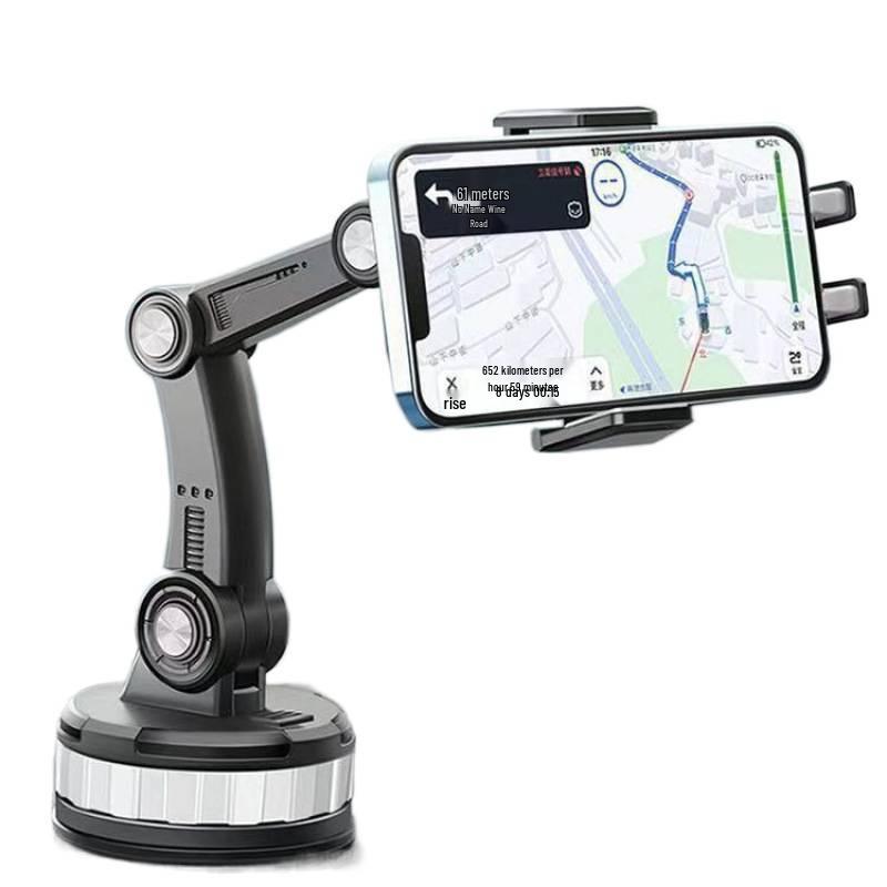 Universal Car & Truck Phone Holder with Rotating Suction Cup for Dashboard & Windshield; Shockproof Design.