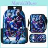 Mochila Infantil de Ombro Duplo de Desenho Animado com Estampa de Futebol Messi Para Uso Escolar