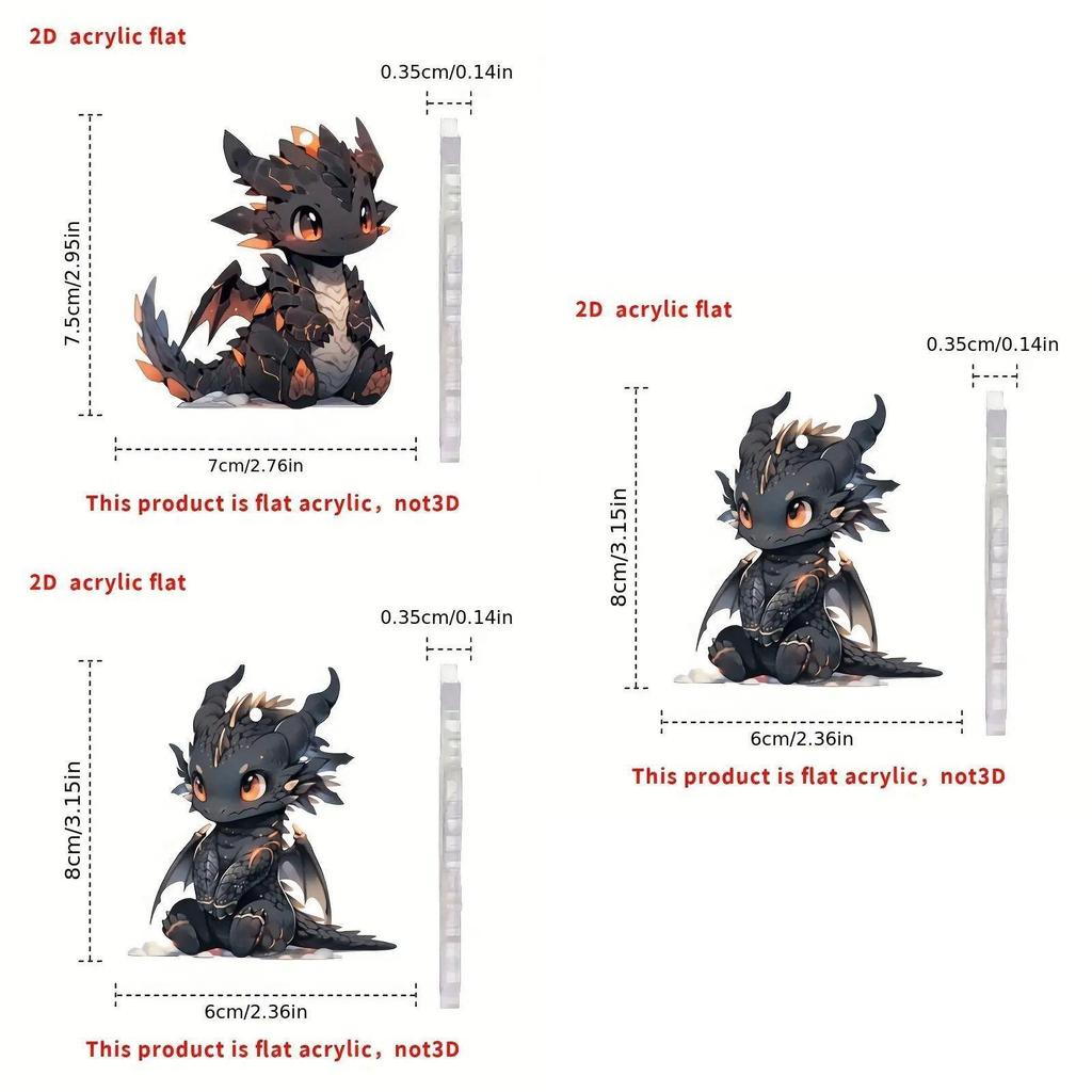 Acrylic Black Dragon Cartoon Car Charm Pendant For Stylish Vehicle Decoration