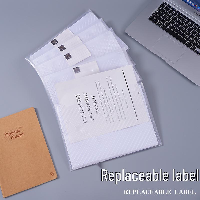 A4 Transparent Waterproof Snap Button Document Bag - Customizable Label Plastic Archive Bag