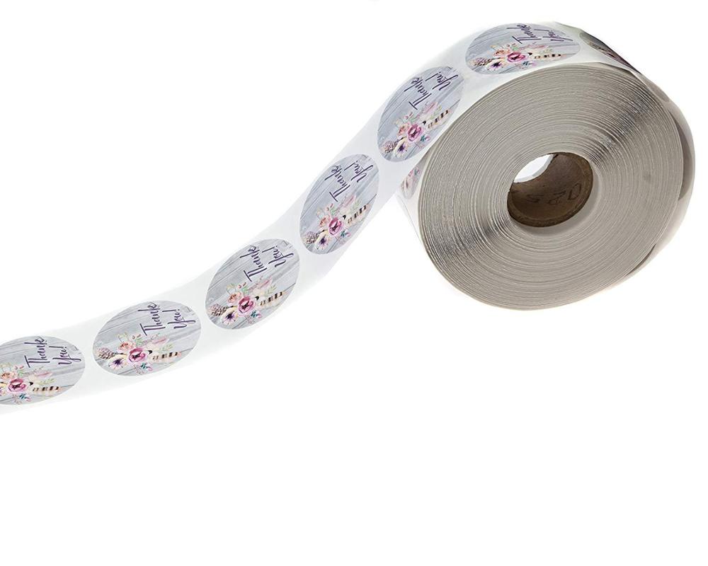 50Pcs Per Wad 1inch Floral Thank You Sticker Thank You Adhesive Label Scrapbooking for Envelope Seal Stationery Sticker