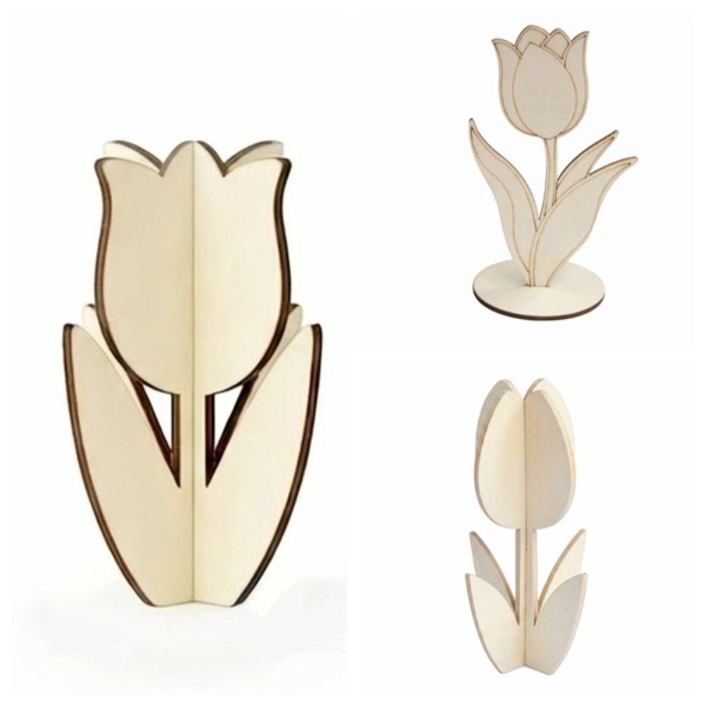 10 Stück DIY Holzblumen-Ornament Lustige Dekoration Tulpenmalerei Bastelarbeiten Kreative Eltern-Kind-Interaktion Muttertagsgeschenke