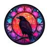 Raven Stained Glass Suncatcher Window Hanging Decoration Halloween Gothic Crow Glass Ornament for Window Home Kitchen