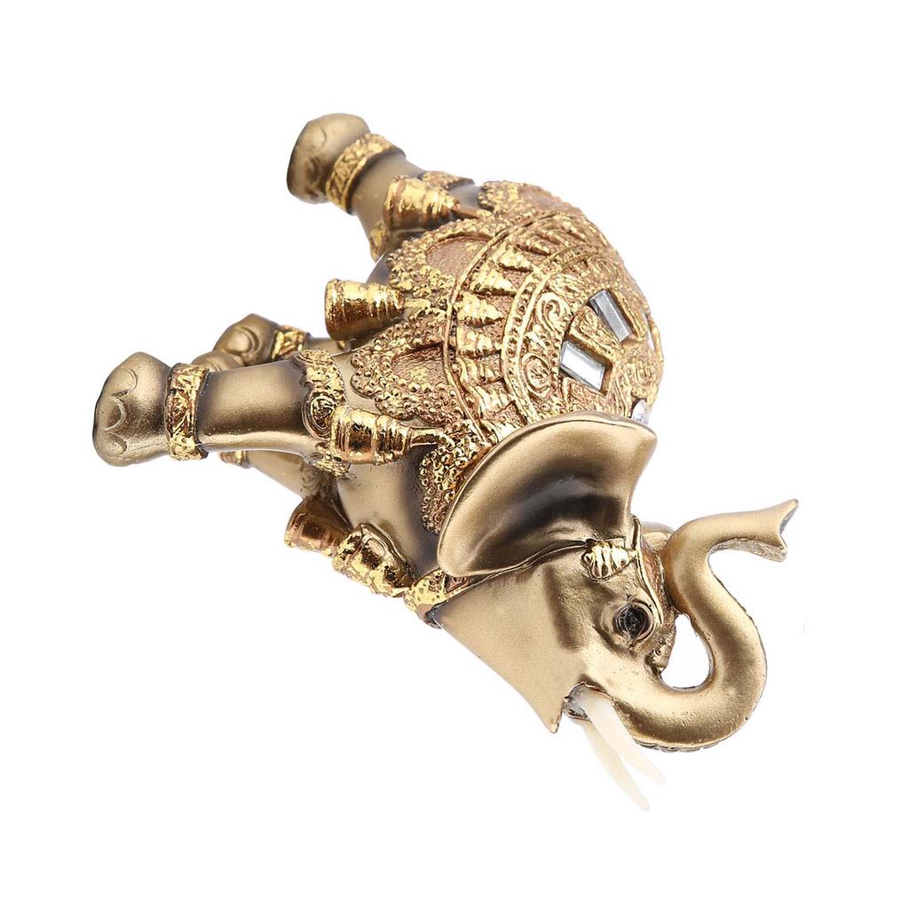Lucky Feng Shui Golden Elephant Statue Sculpture Wealth Figurine Gift Home Decoration